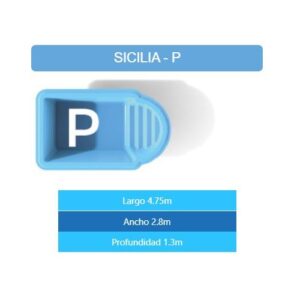 Pileta Vitro Piscinas Sicilia P 4.75×2.80×1.30 mts