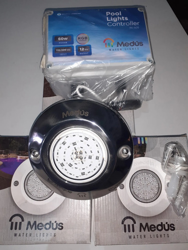 Kit 3 Luces Medus Rgb 12 W. De Acero Inoxidable Con Fuente - Imagen 5